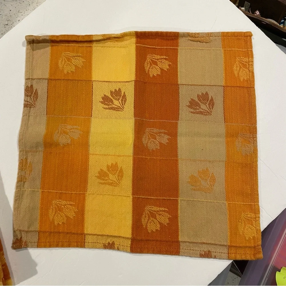 Vintage marigold floral set of 3 napkins mat kitchen decor groovy cottagecore